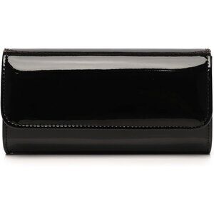 Timeless Luxury Black Patent Leather Clutch with Secure Magnetic Closure - 9.4”